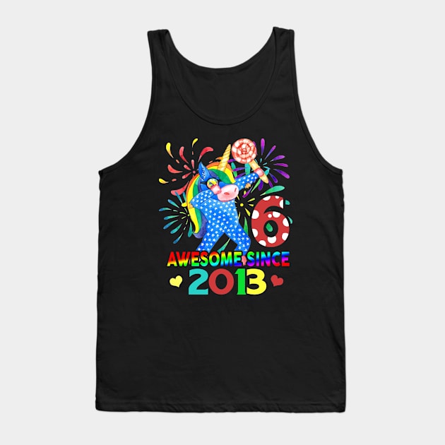 6 Years Old 6th Birthday Unicorn Dabbing Shirt Girl Party Tank Top by Kaileymahoney